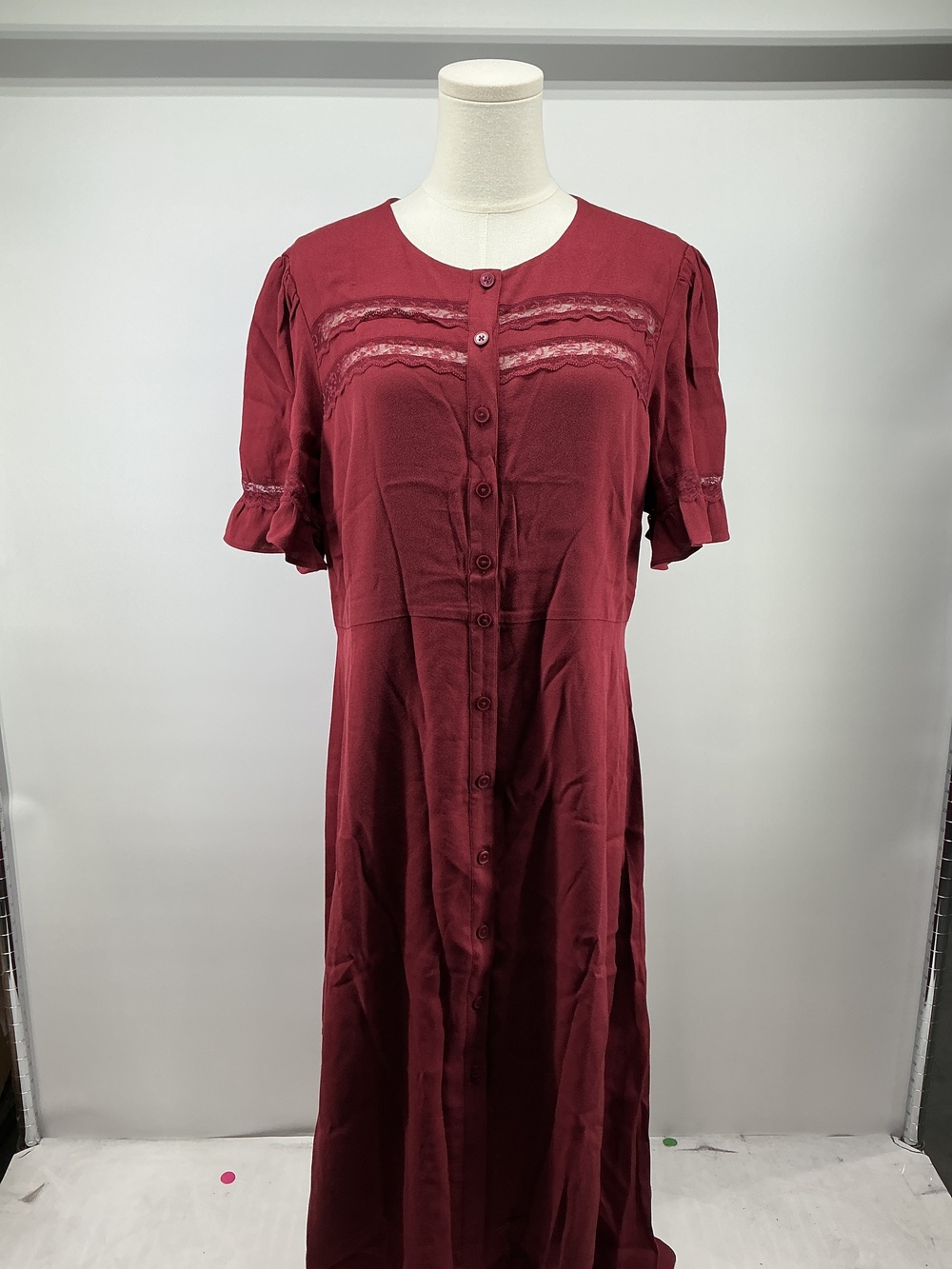 Lightweight Crepe Lace Inset Midi Dress